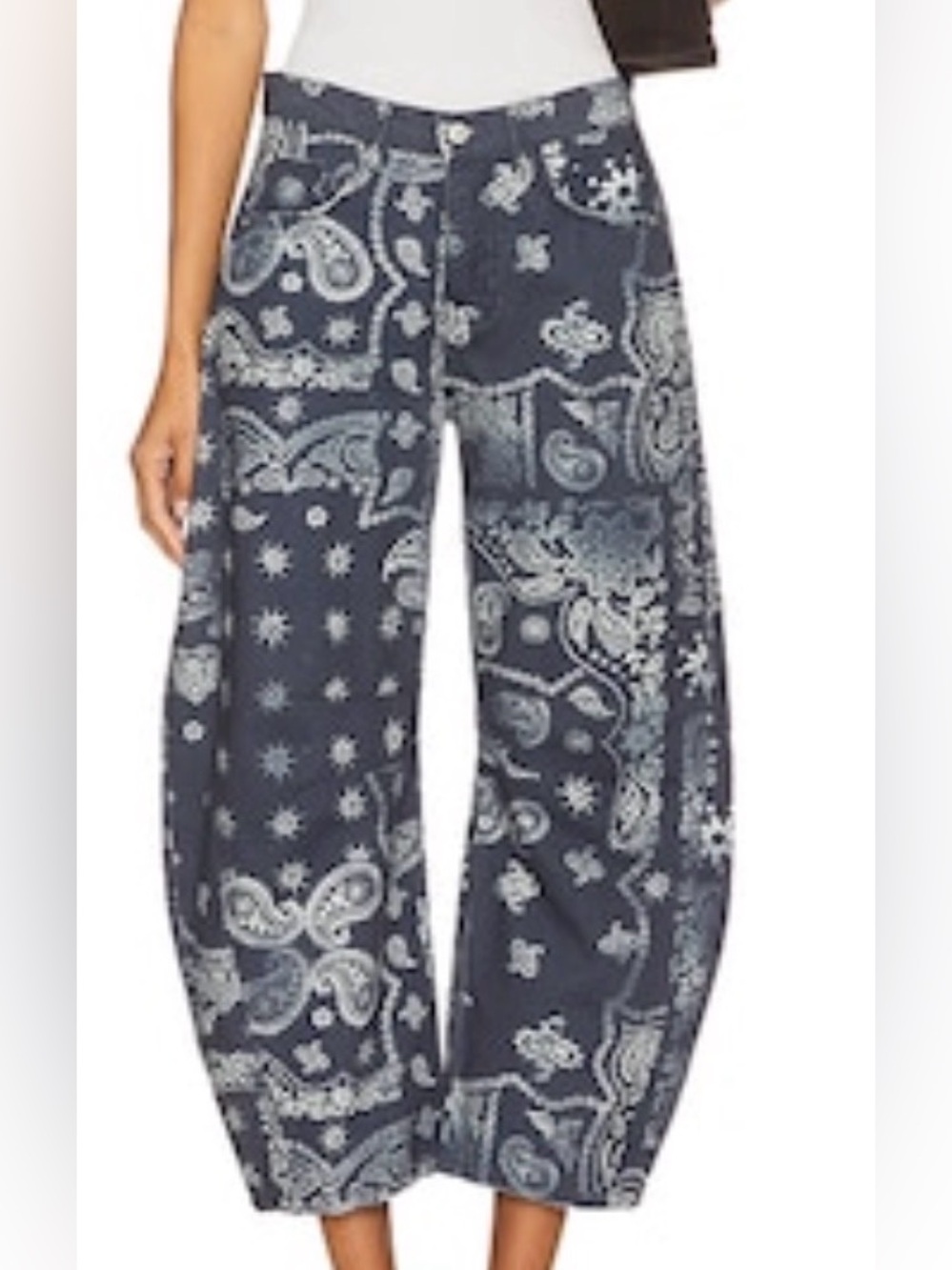 Free People We the Free Printed Good Luck Barrel Jeans - Picture 2 of 12